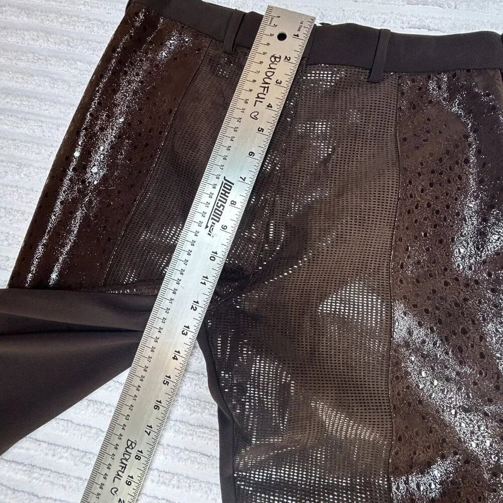 Vintage Mitchie's Matching High Rise Suede Patchwork Straight Leg Pants XL Brown - Picture 7 of 9